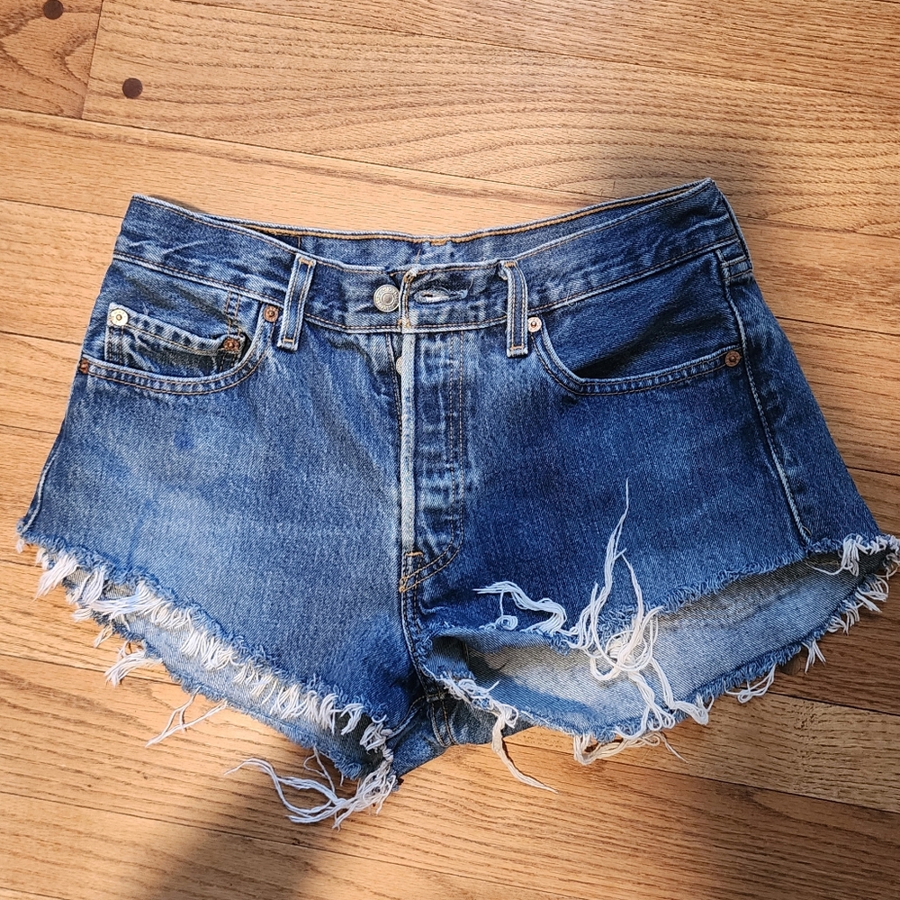 Denim Button Fly Distressed Women Shorts